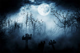 Misty Night with Crows Halloween Forest Backdrop BRP8-246