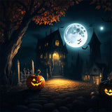 Eerie Mansion Under Full Moon Halloween Backdrop BRP8-250