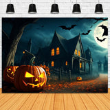 Pumpkin-Lined Path to Gloomy village Halloween Backdrop BRP8-251