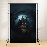 Spooky House Surrounded by Trees Halloween Backdrop BRP8-252