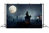 Creepy Graveyard with Fog Halloween Backdrop BRP8-255