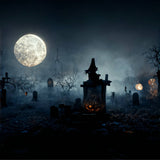 Creepy Graveyard with Fog Halloween Backdrop BRP8-255