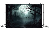 Creepy Halloween Forest Under Full Moon Backdrop BRP8-258