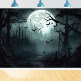 Creepy Halloween Forest Under Full Moon Backdrop BRP8-258