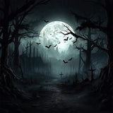 Creepy Halloween Forest Under Full Moon Backdrop BRP8-258