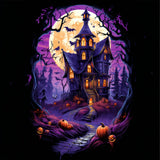 Purple Moonlit Halloween Haunted Backdrop BRP8-259