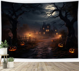 Gloomy Halloween Night Haunted House Backdrop BRP8-261