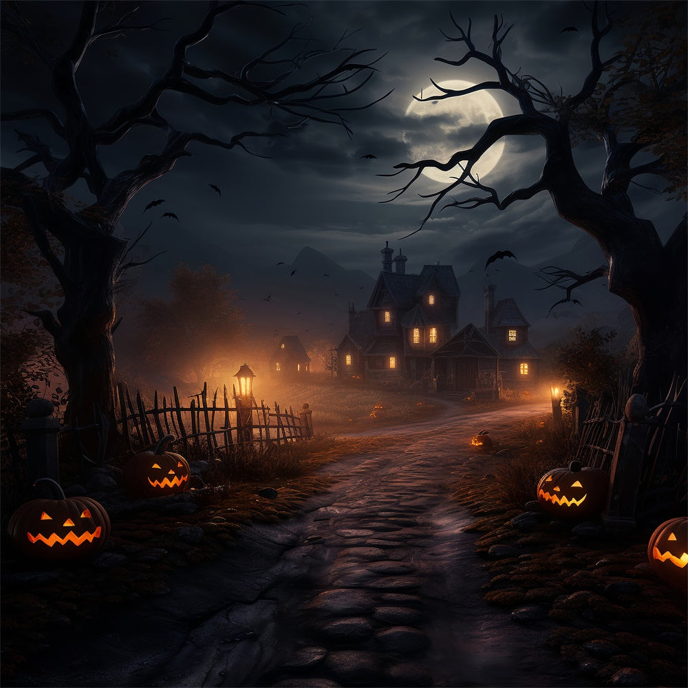 Gloomy Halloween Night Haunted House Backdrop BRP8-261