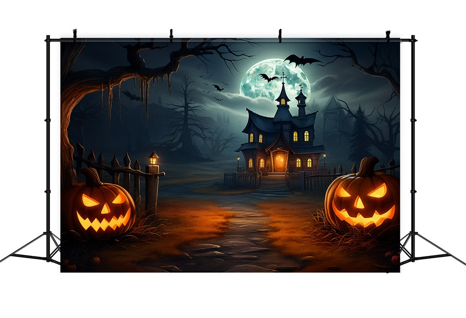 Spooky Dark Night Halloween Village Backdrop BRP8-263