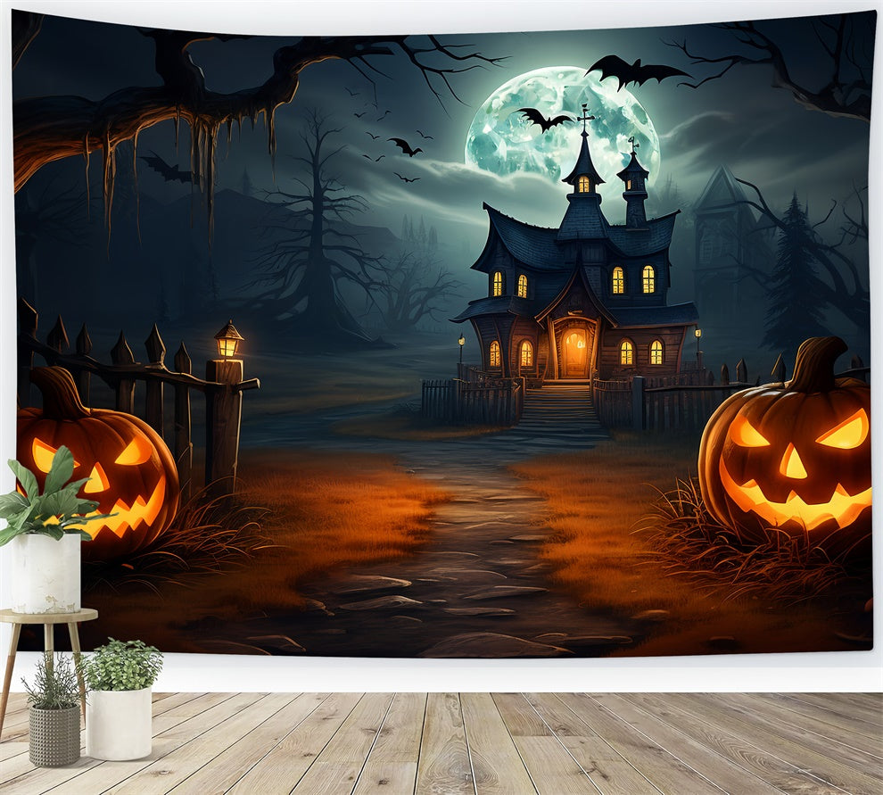 Spooky Dark Night Halloween Village Backdrop BRP8-263