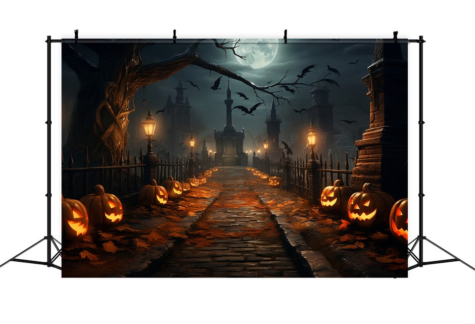 Spooky Halloween Path with Lanterns Backdrop BRP8-264