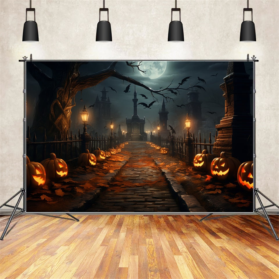 Spooky Halloween Path with Lanterns Backdrop BRP8-264