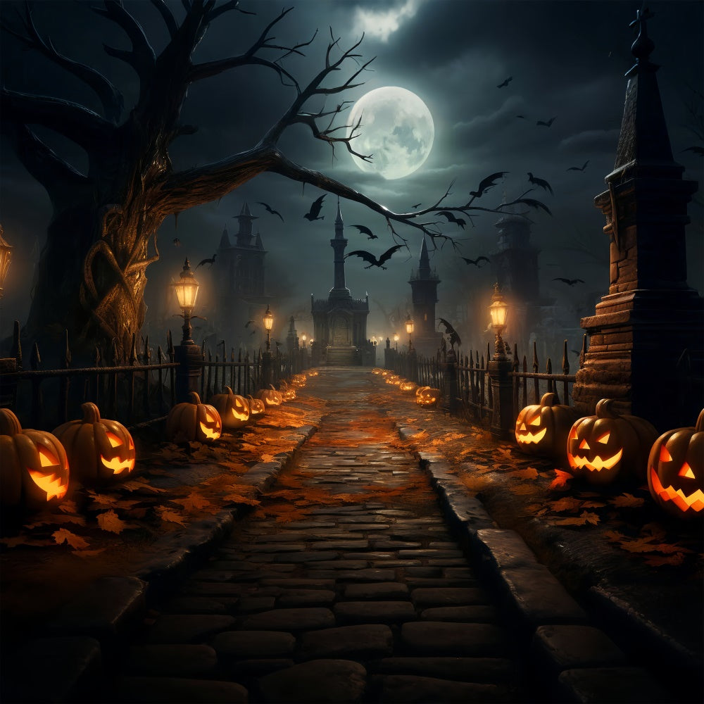 Spooky Halloween Path with Lanterns Backdrop BRP8-264