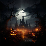 Walk to Halloween castle Creepy Night Backdrop BRP8-269