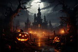 Walk to Halloween castle Creepy Night Backdrop BRP8-269