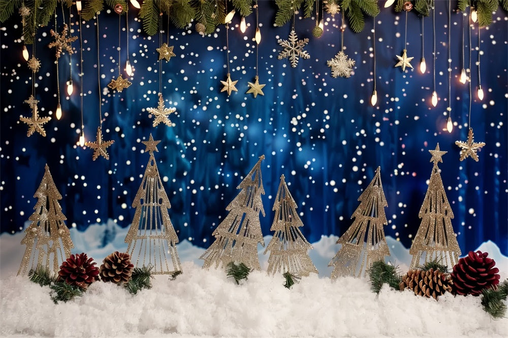 Christmas Golden Snowflakes Dream Backdrop BRP8-27