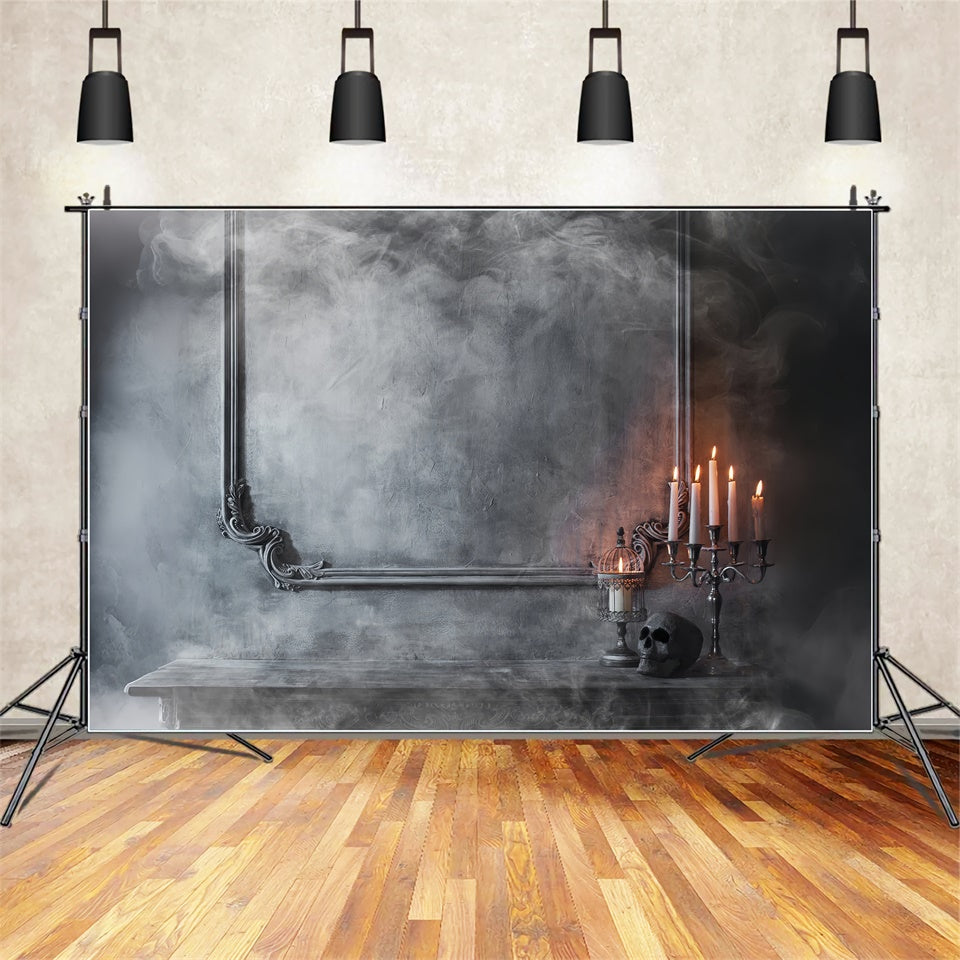 Halloween Smoky Candles and Eerie Skull Backdrop BRP8-273