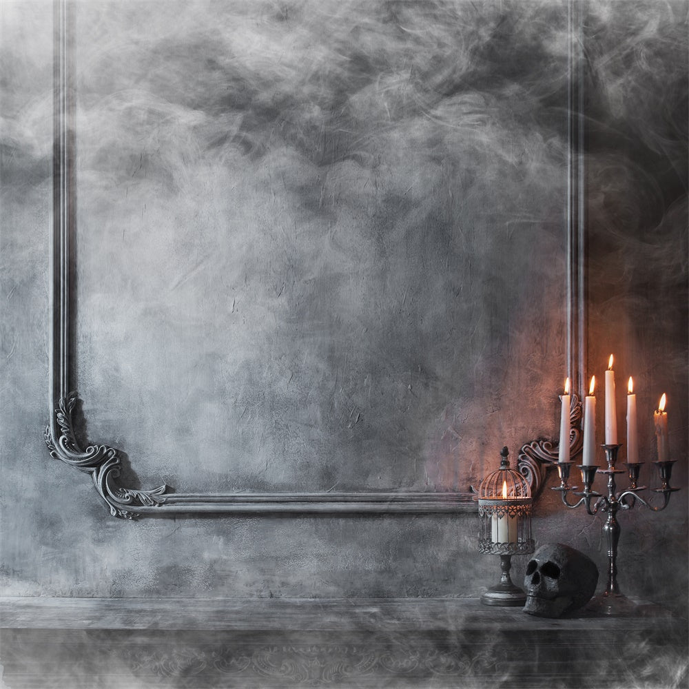 Halloween Smoky Candles and Eerie Skull Backdrop BRP8-273