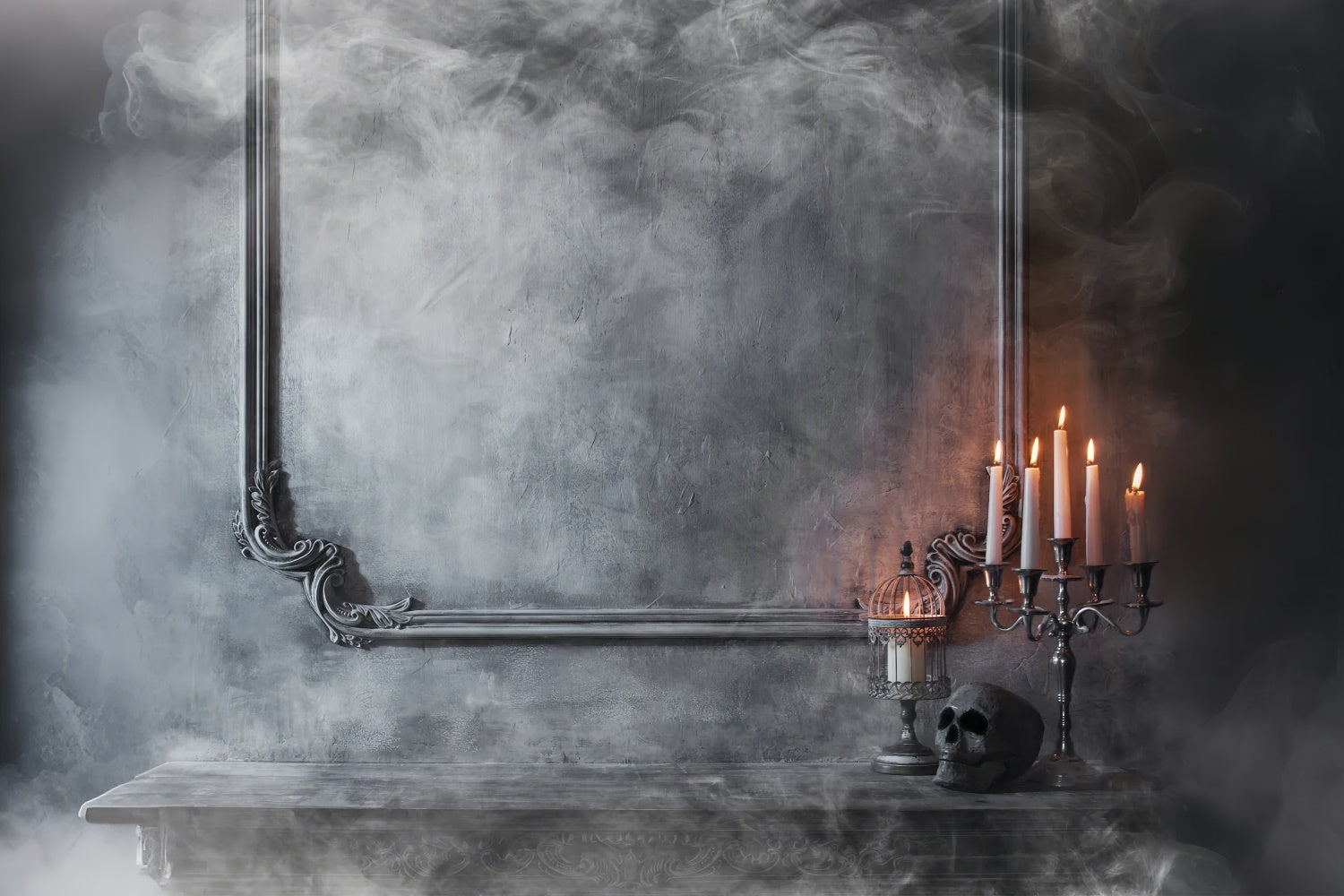 Halloween Smoky Candles and Eerie Skull Backdrop BRP8-273