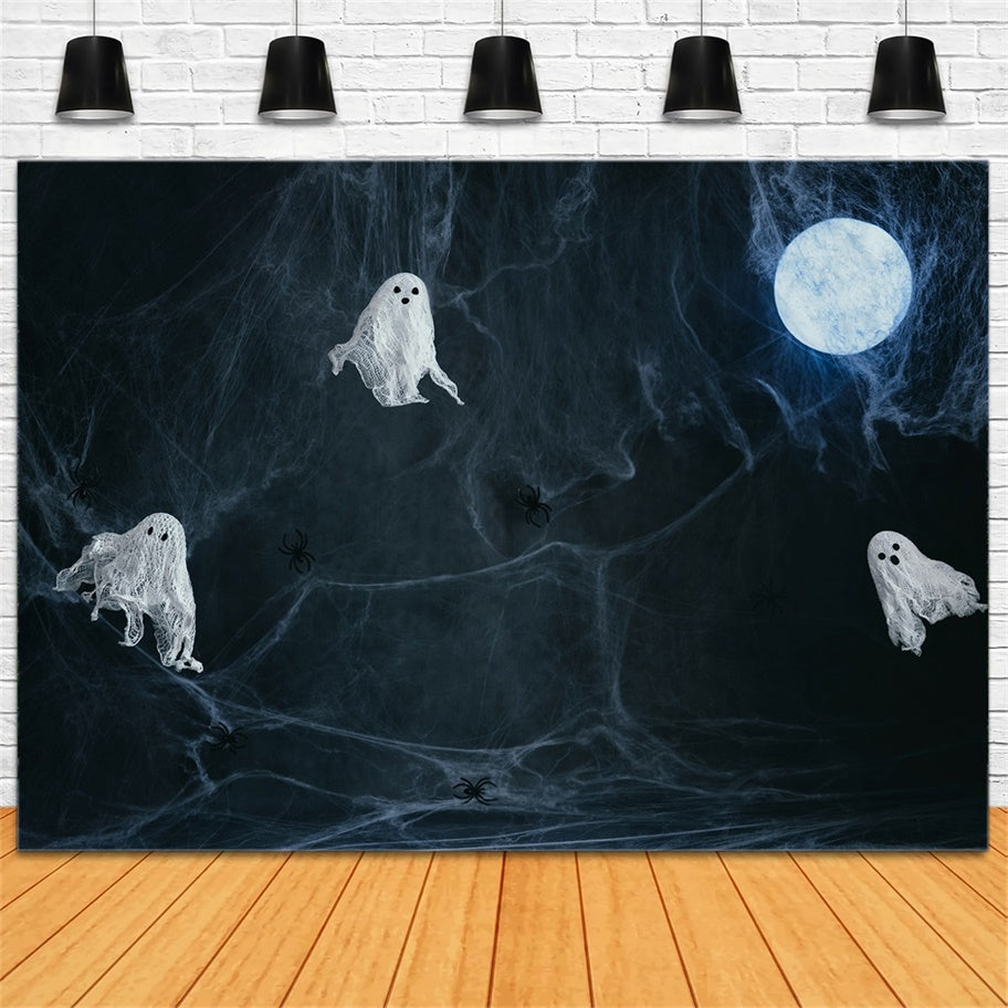 Halloween Spooky Ghosts and Spider Web Backdrop BRP8-277