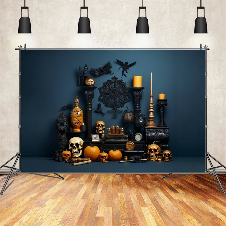 Halloween Room Skull and Pumpkins Decor Backdrop BRP8-278