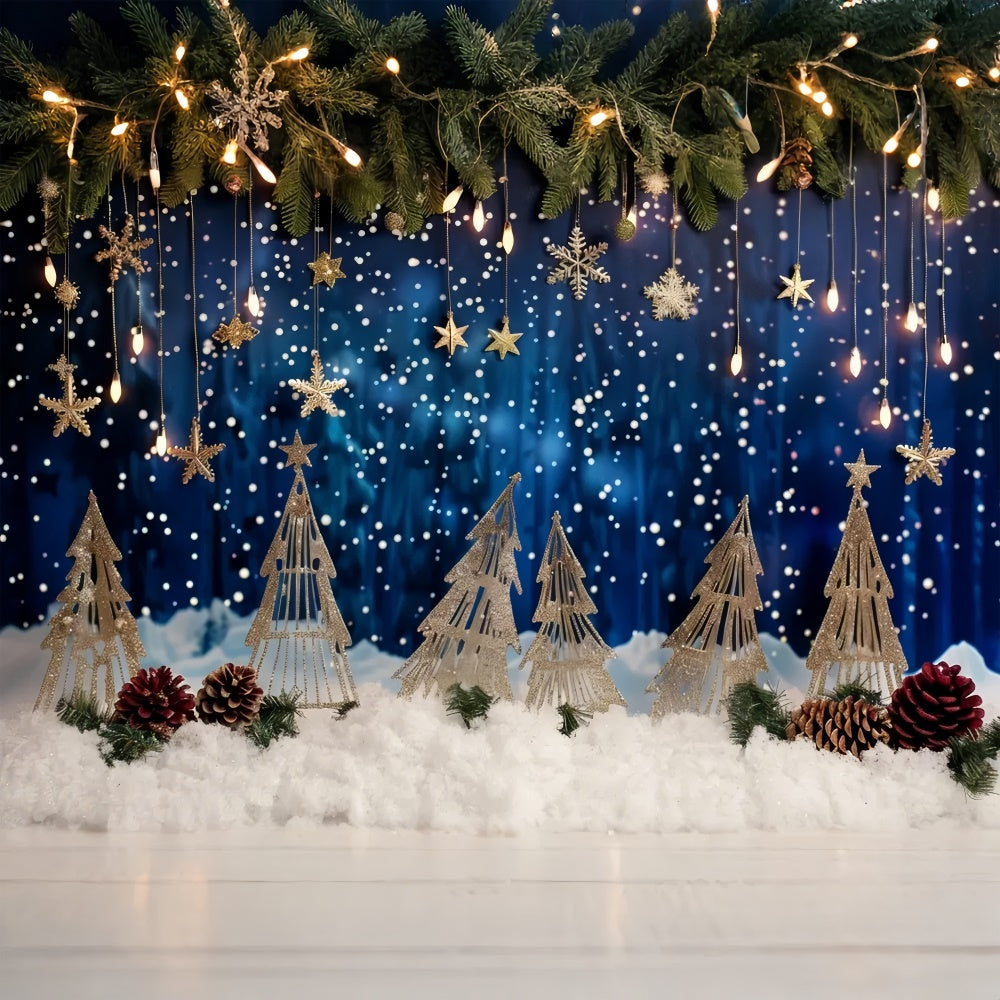 Christmas Golden Snowflakes Dream Backdrop BRP8-27