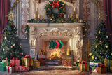 Christmas Cozy Fireplace Gifts Backdrop BRP8-28