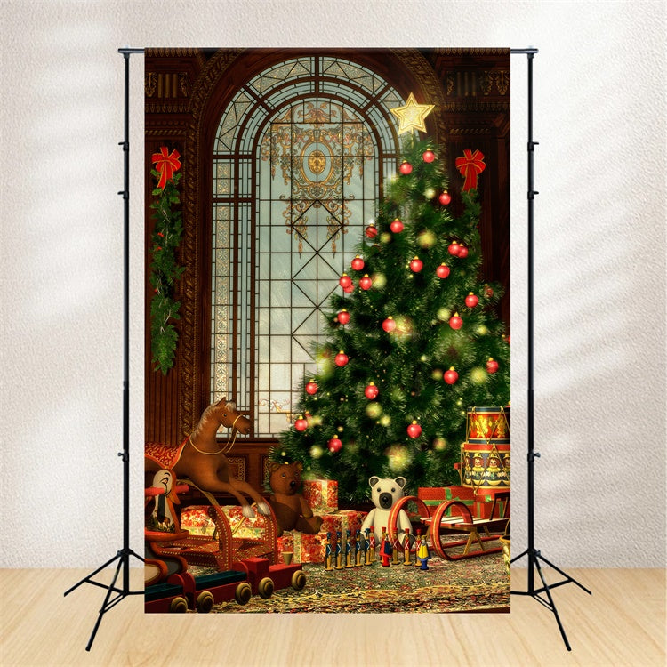 Classic Christmas Window Toy Room Backdrop BRP8-293