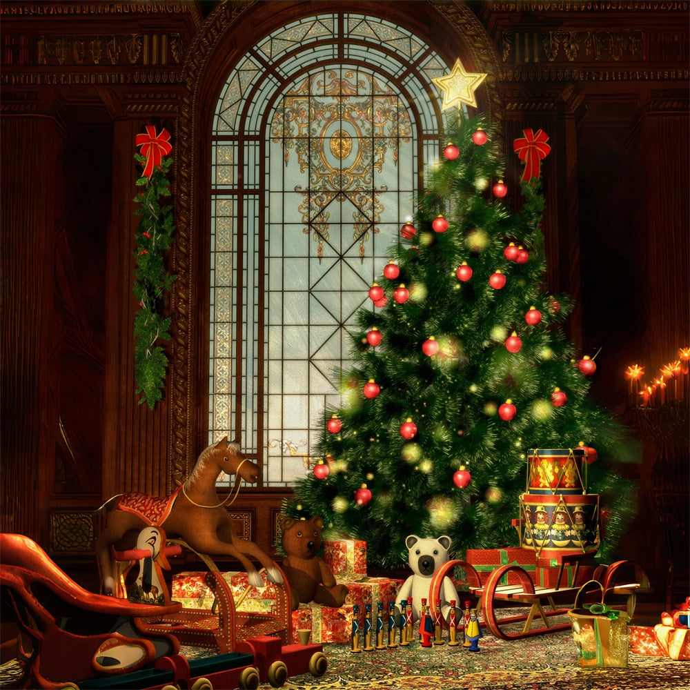 Classic Christmas Window Toy Room Backdrop BRP8-293