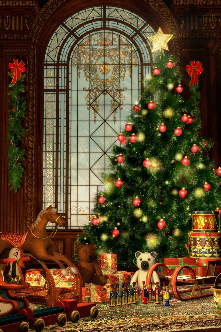 Classic Christmas Window Toy Room Backdrop BRP8-293