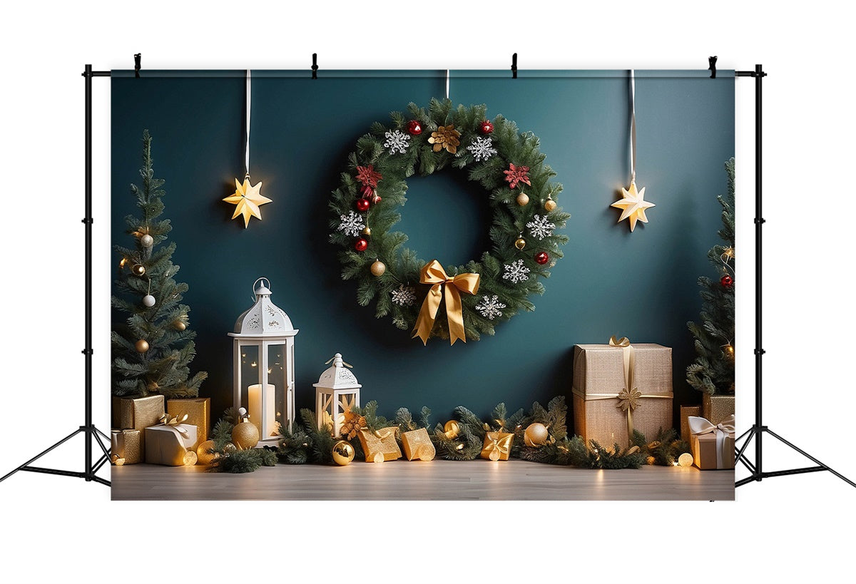 Christmas Lanterns with Festive Wreath Backdrop BRP8-295