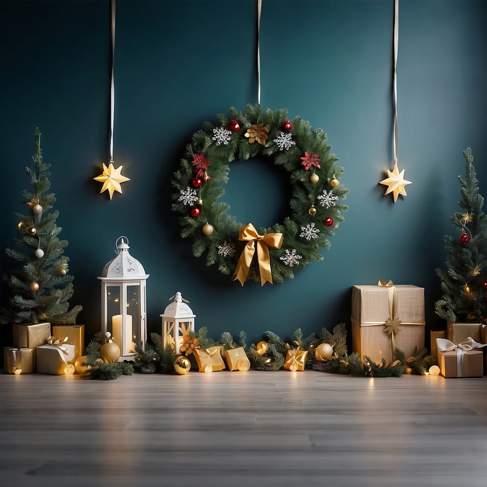 Christmas Lanterns with Festive Wreath Backdrop BRP8-295