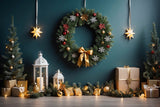 Christmas Lanterns with Festive Wreath Backdrop BRP8-295