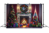 Christmas Gift-Laden Hearth Backdrop BRP8-30