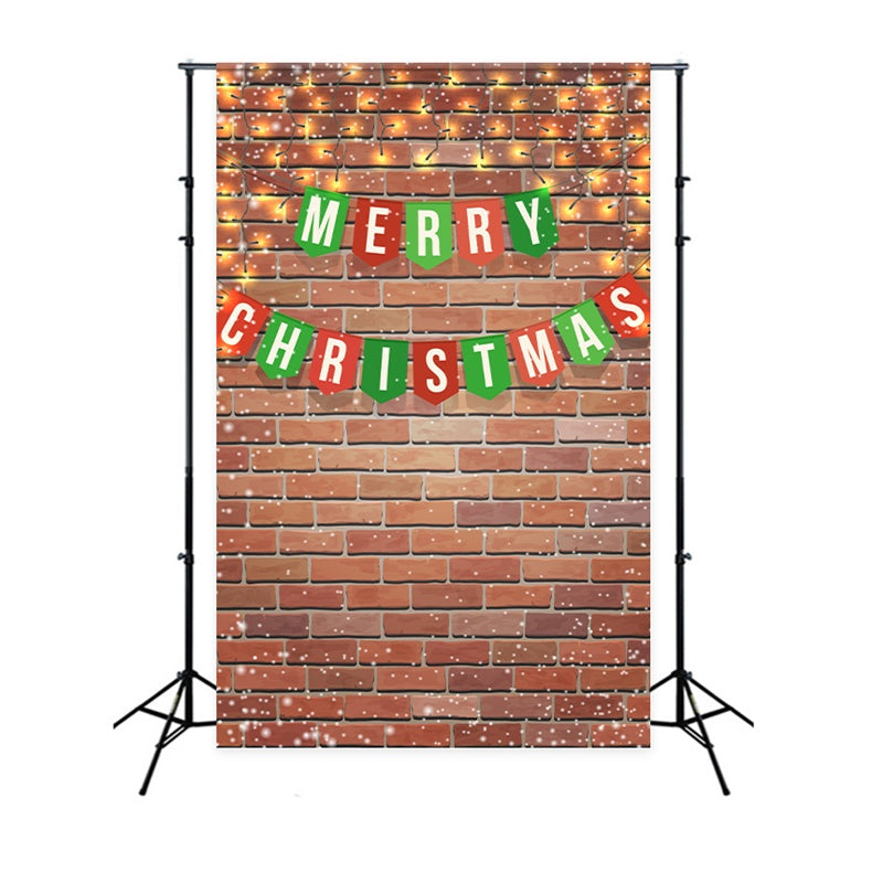 Merry Christmas Banner and Brick Wall Backdrop BRP8-303