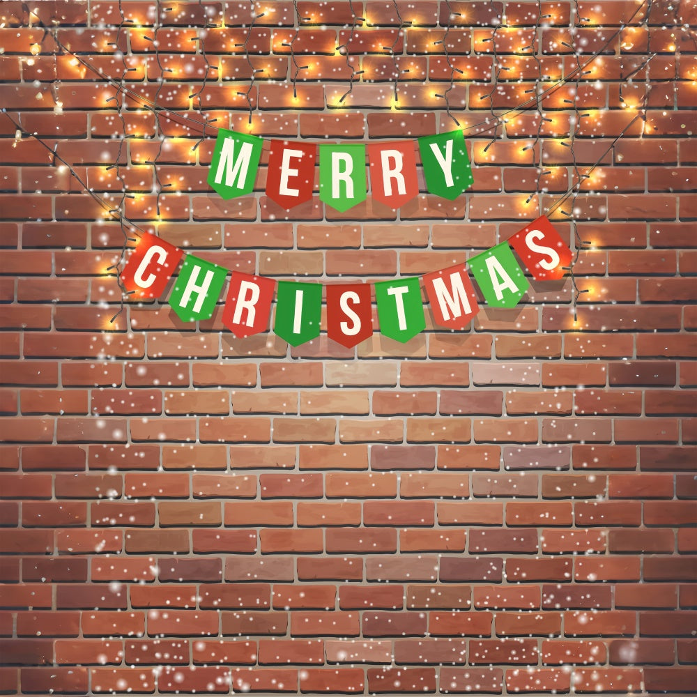 Merry Christmas Banner and Brick Wall Backdrop BRP8-303