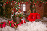 Christmas Wooden House and Gifts Backdrop BRP8-304