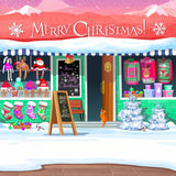 Cozy Christmas Store with Holiday Gifts Backdrop BRP8-307