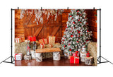 Festive Hay Bales and Gifts Christmas Backdrop BRP8-308