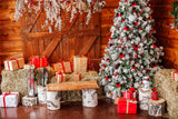 Festive Hay Bales and Gifts Christmas Backdrop BRP8-308