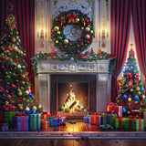 Christmas Gift-Laden Hearth Backdrop BRP8-30