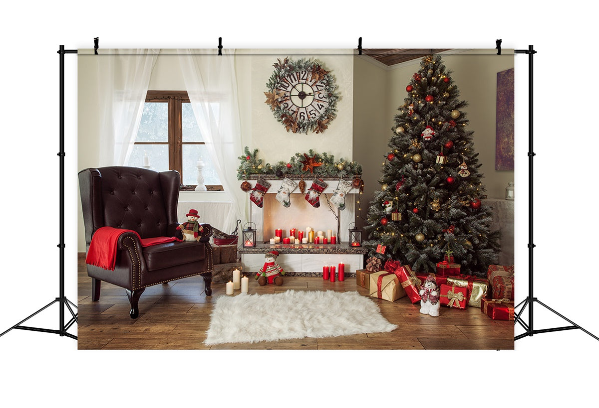 Classic Christmas Tree and Cozy Armchair Backdrop BRP8-310