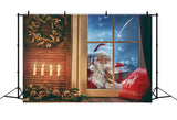 Cozy Christmas with Santa and Candles Backdrop BRP8-316