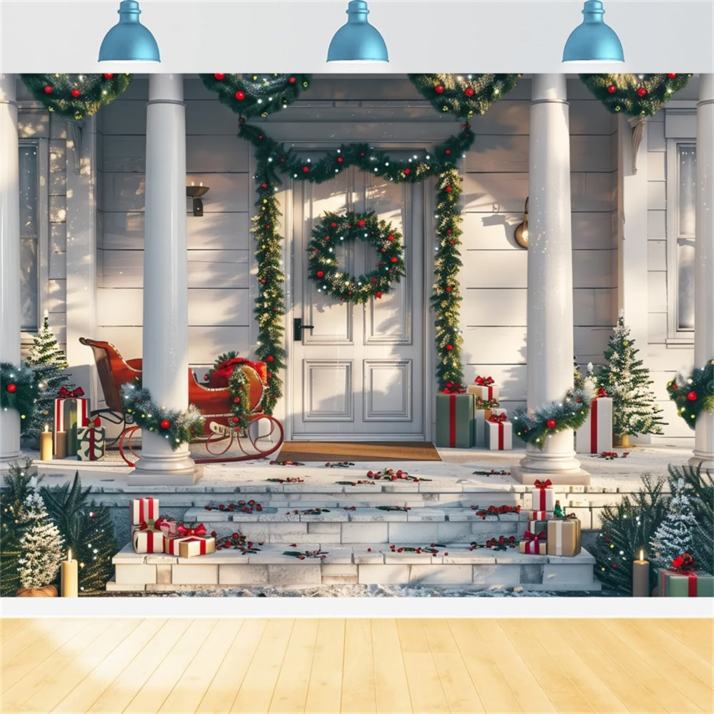 Christmas Classic Porch Setting Backdrop BRP8-32