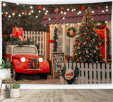 Christmas Porch with Car and Tree Backdrop BRP8-324