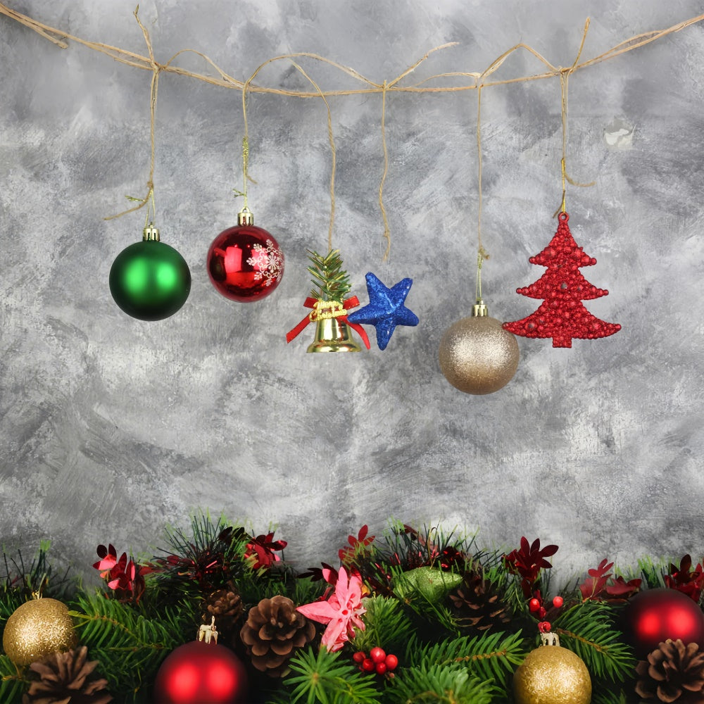 Colorful Hanging Christmas Ornaments Backdrop BRP8-325