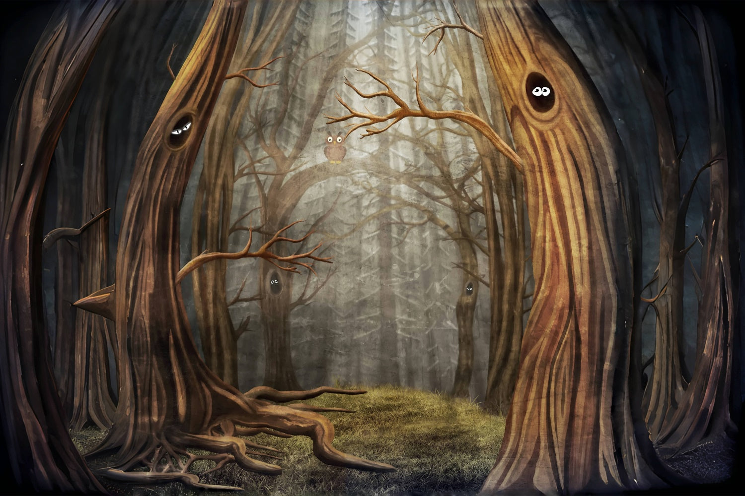 Spooky Trees and Mysterious Eyes Halloween Backdrop BRP8-327