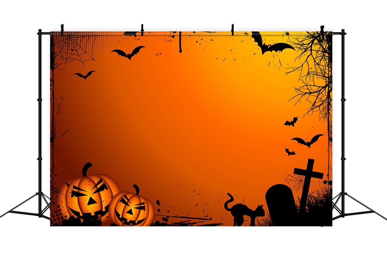 Scary Pumpkins and Graveyard Halloween Backdrop BRP8-328