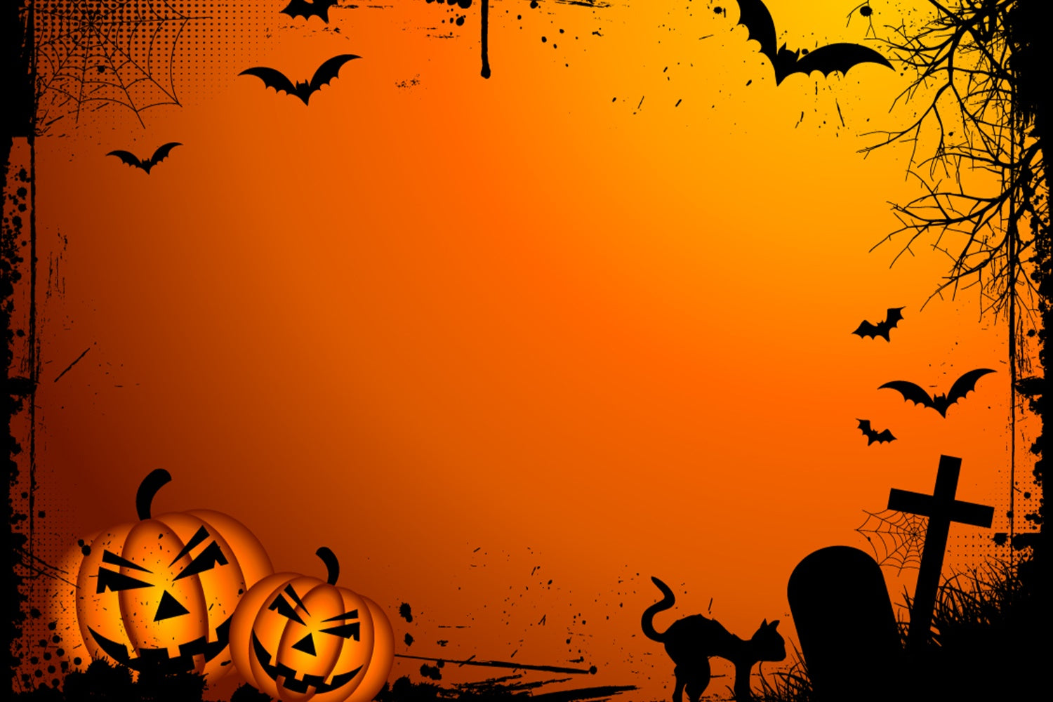 Scary Pumpkins and Graveyard Halloween Backdrop BRP8-328