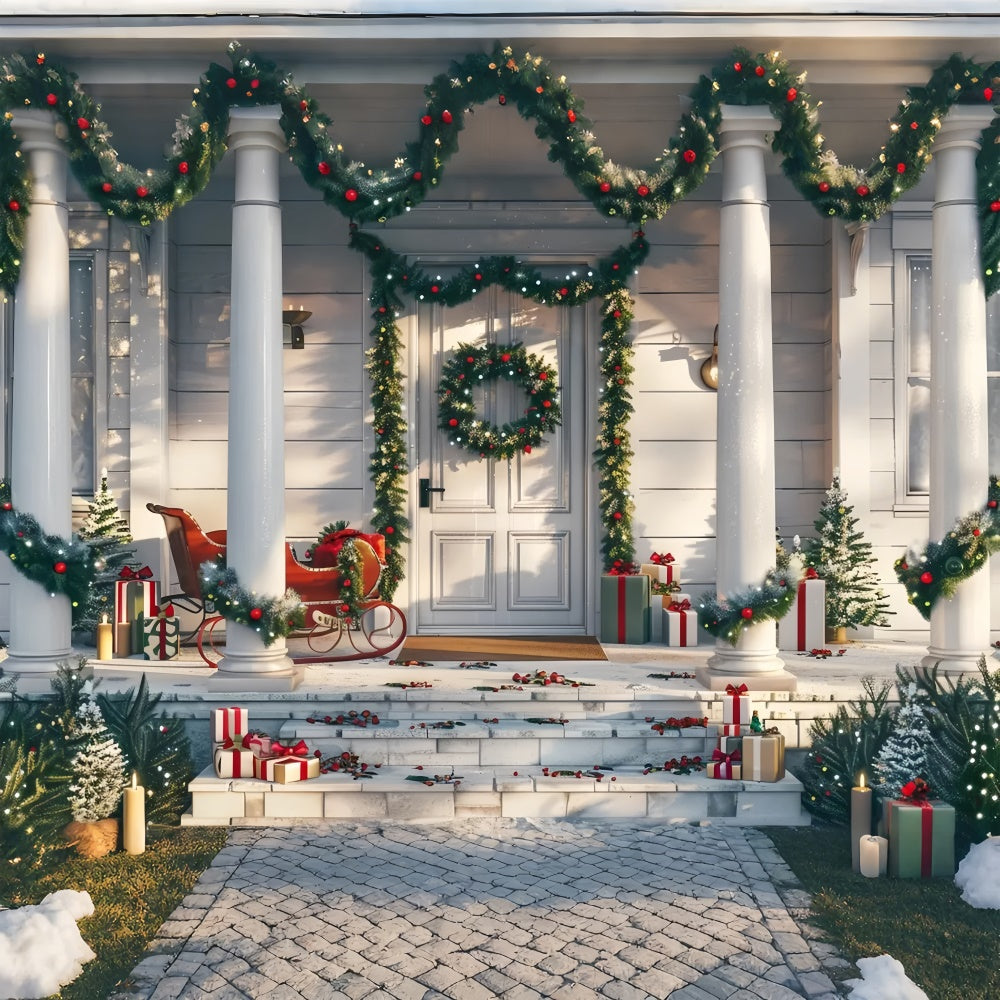 Christmas Classic Porch Setting Backdrop BRP8-32